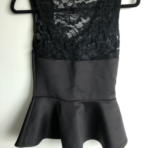 Black Peplum Lace Top - Size XS - Picture 2 of 2